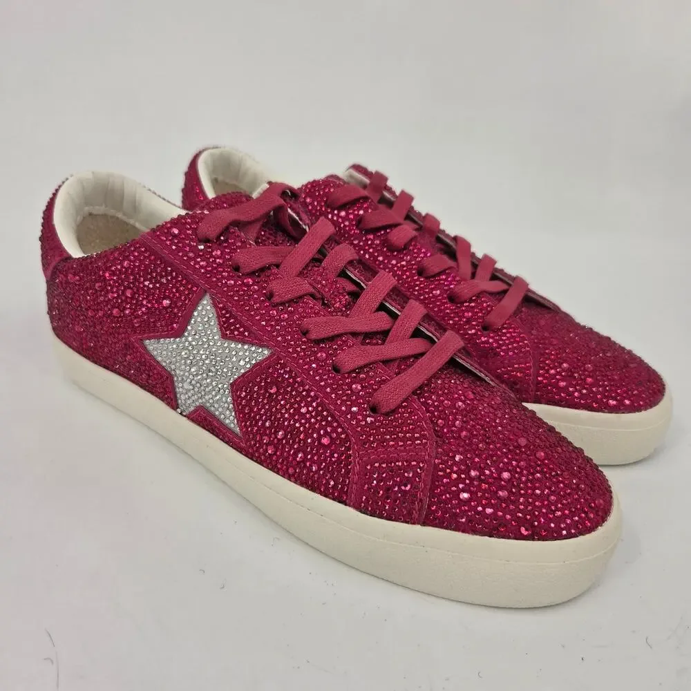 NEW Vintage Havana Splash Fuschia Rhinestone Star Stone Sneaker Size 10